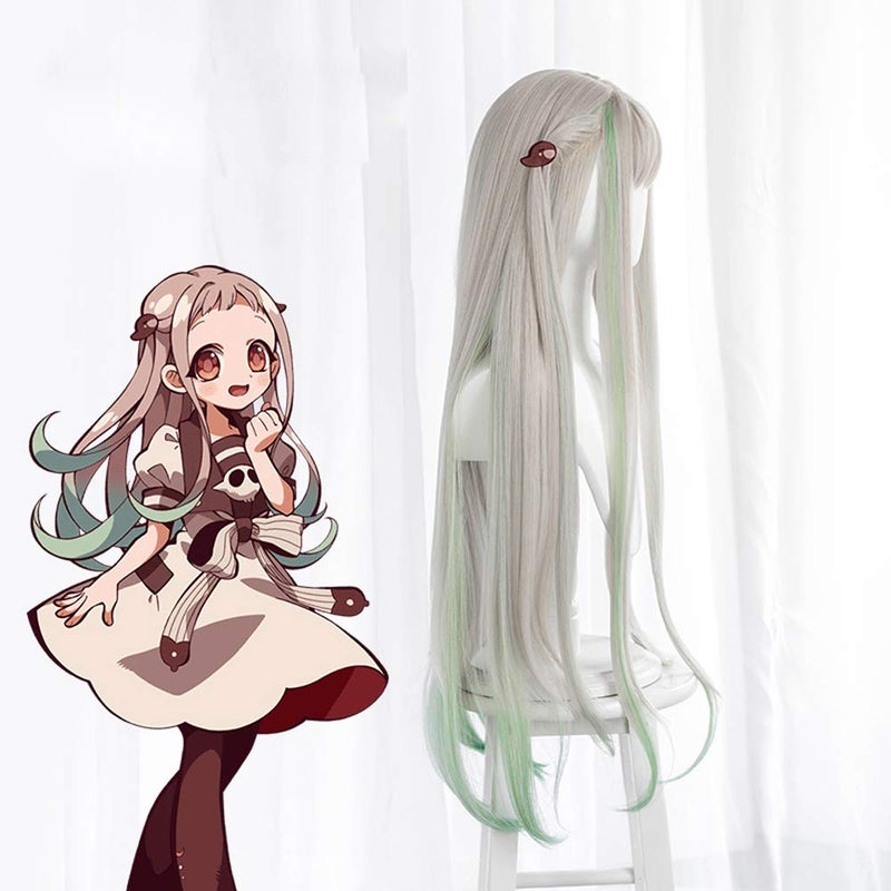 JCvCX Anime Yashiro Nene Wig Gray Mixed Light Green Long Straight Party Hair Cosplay Props Halloween - Image 3